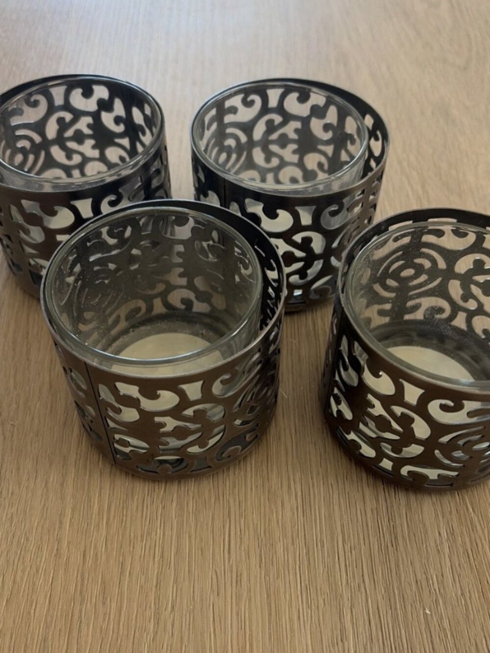 Bath & Body Works Chrome Metallic Modern Holder for 4 oz. Candles Set Of 4